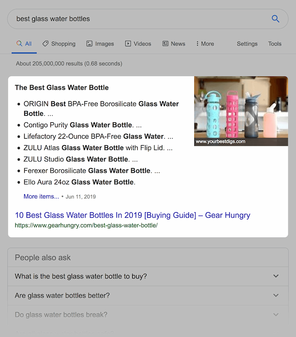 Featured Snippet on Google SERP