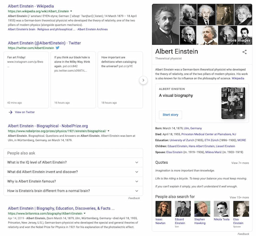 SERP feature - Knowledge Panel