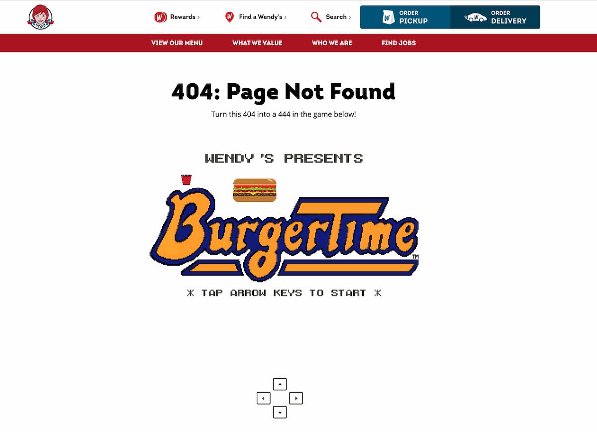 404: Page Not Found - Wendy's