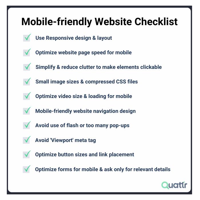 mobile friendly website SEO checklist