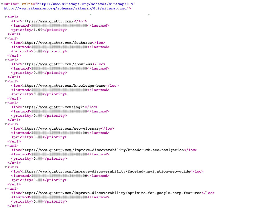 XML Sitemap file example