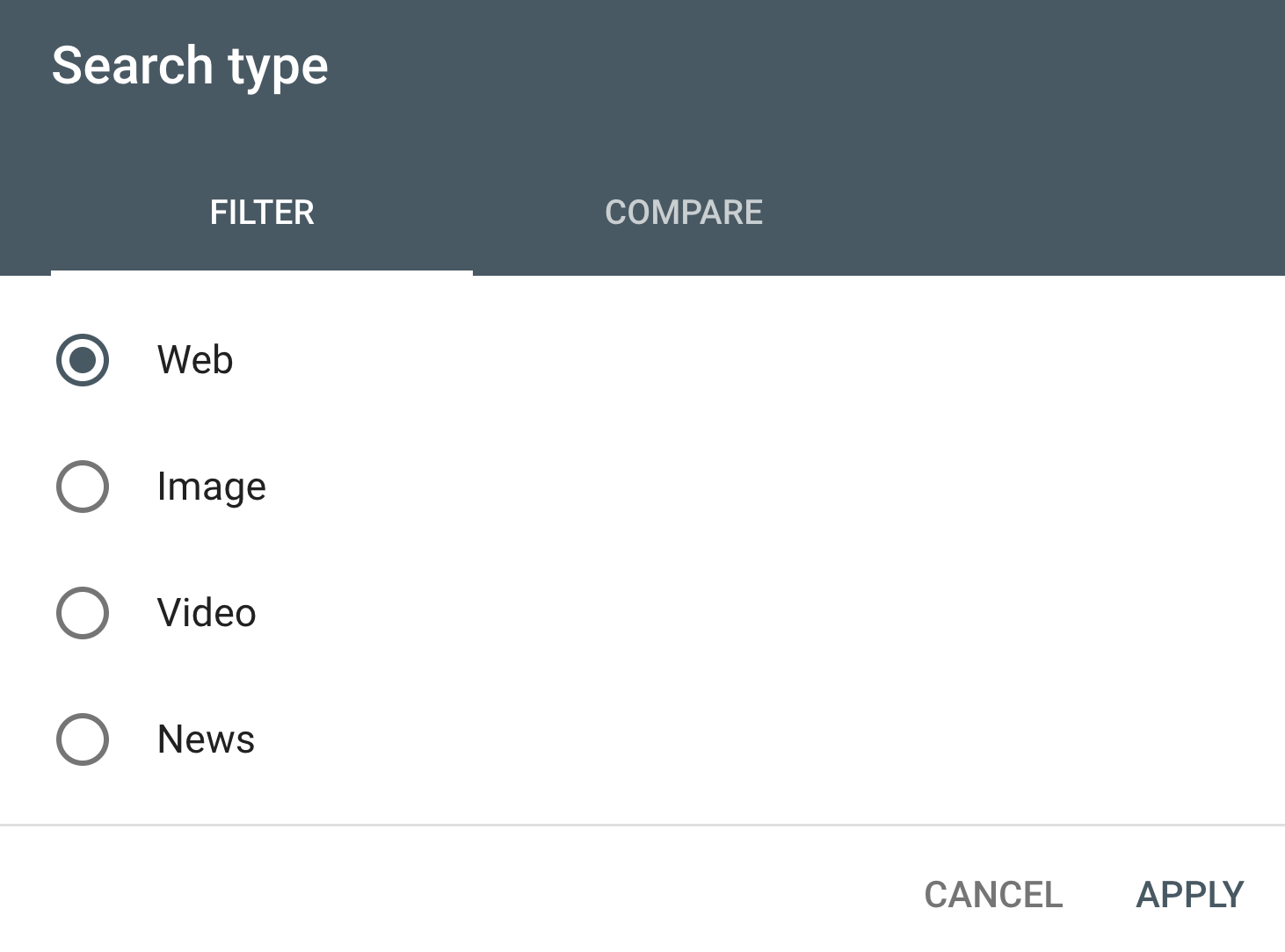 GSC search type filter