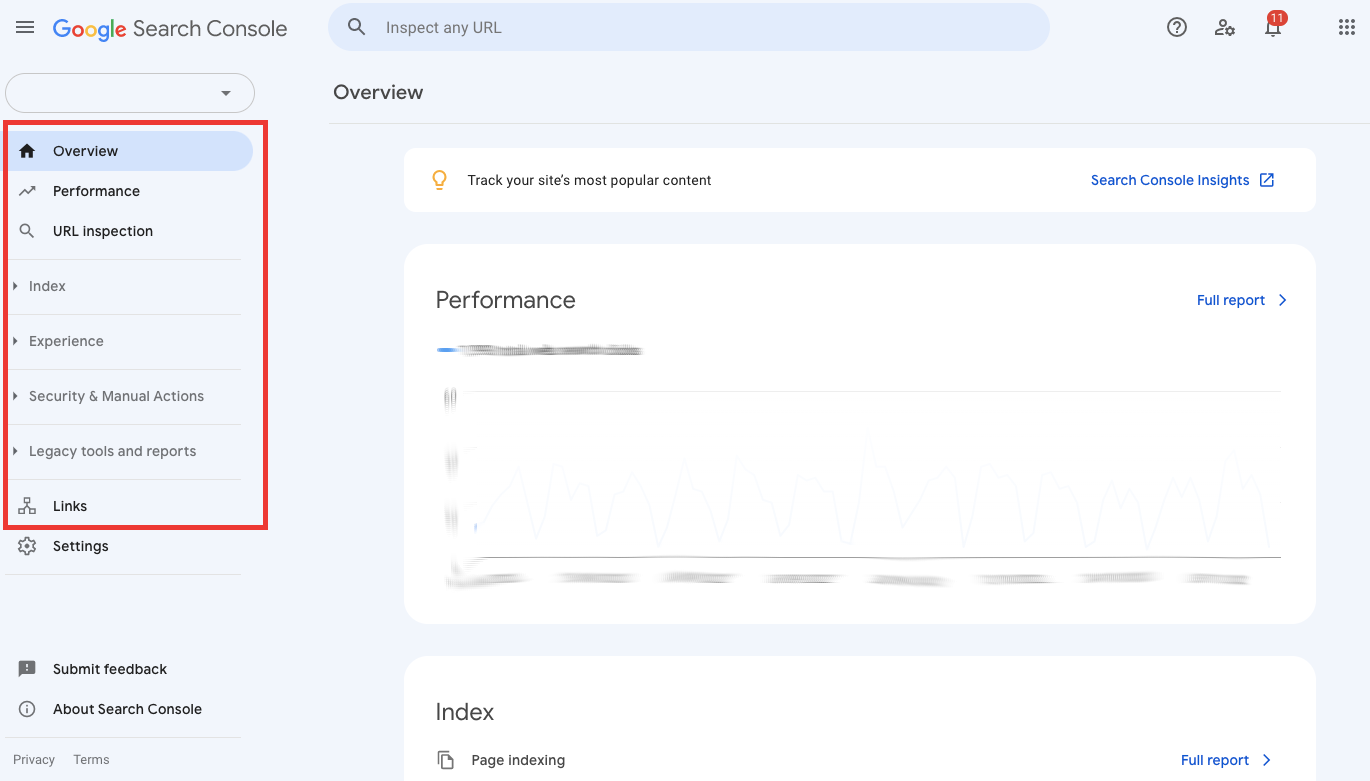 GSC dashboard overview