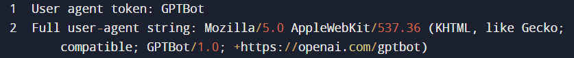 GPTBot user-agent token