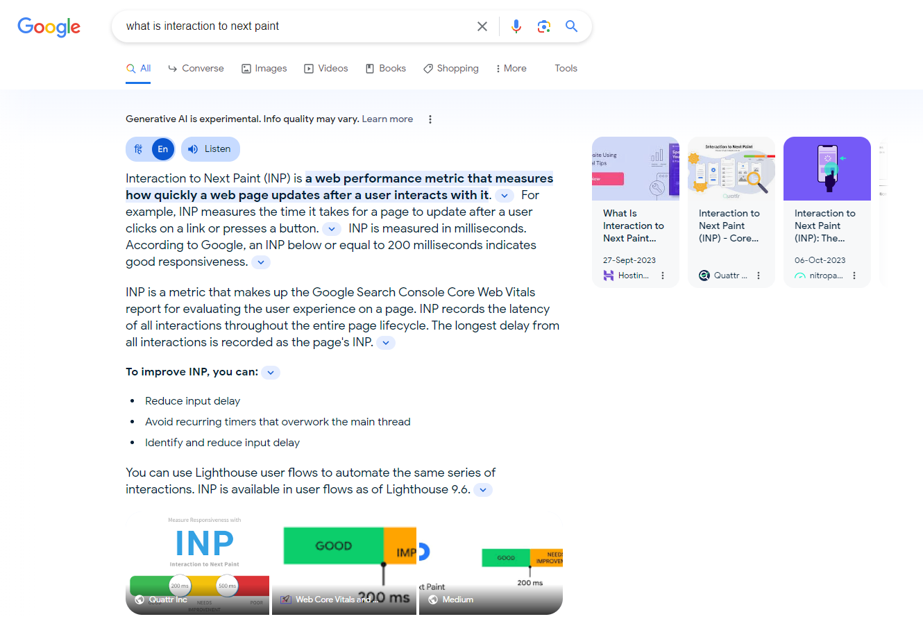 Example of Google SGE Result