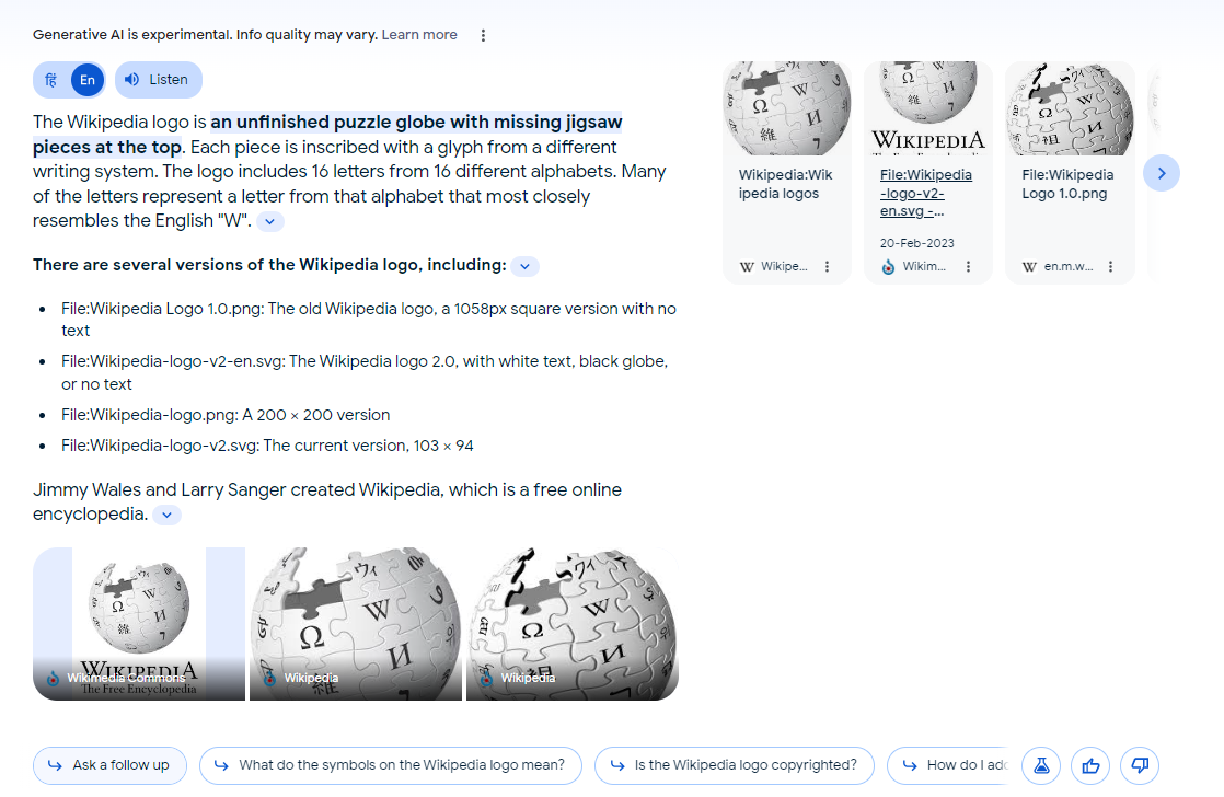 Google SGE Results with Images