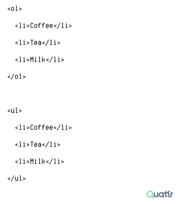 HTML Semantic Tags for Text:&nbsp;List Tag