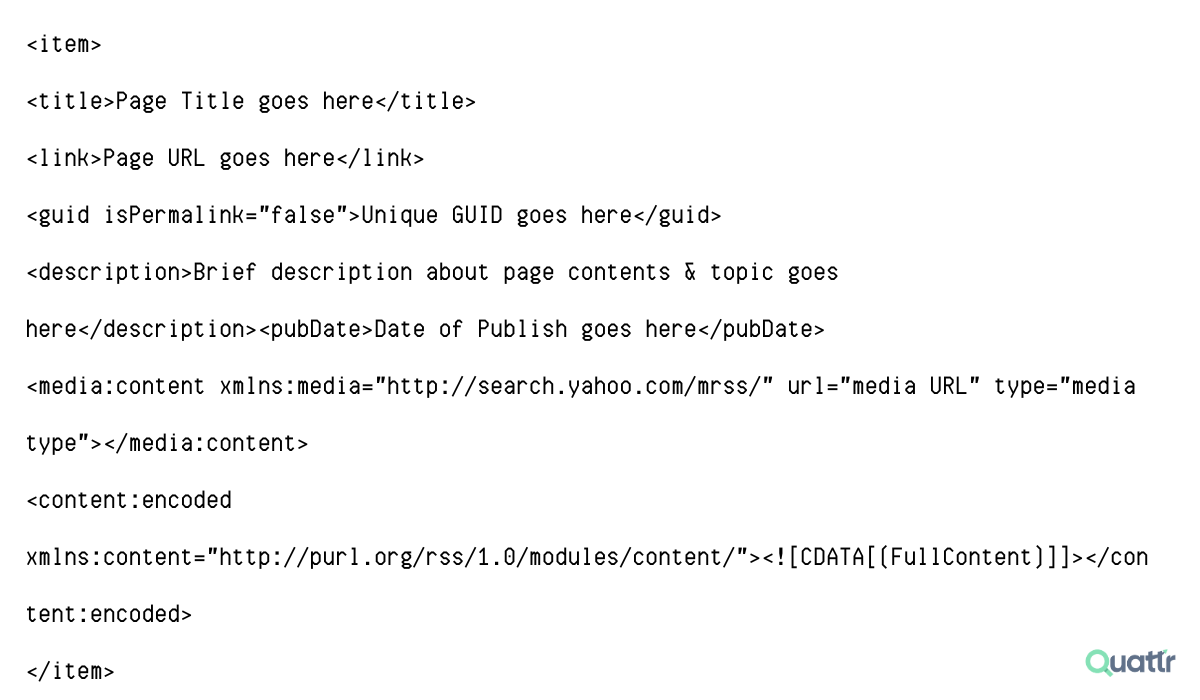 Sample Format of a Page's RSS Feed Entry