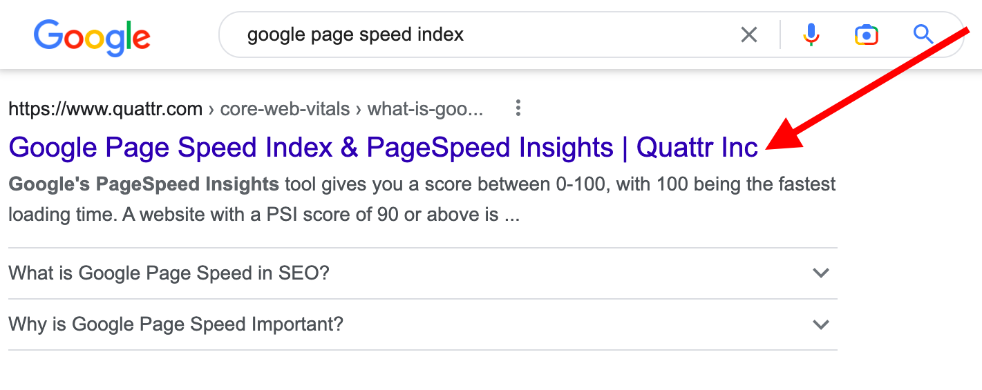 SEO tile tag on Google SERPs