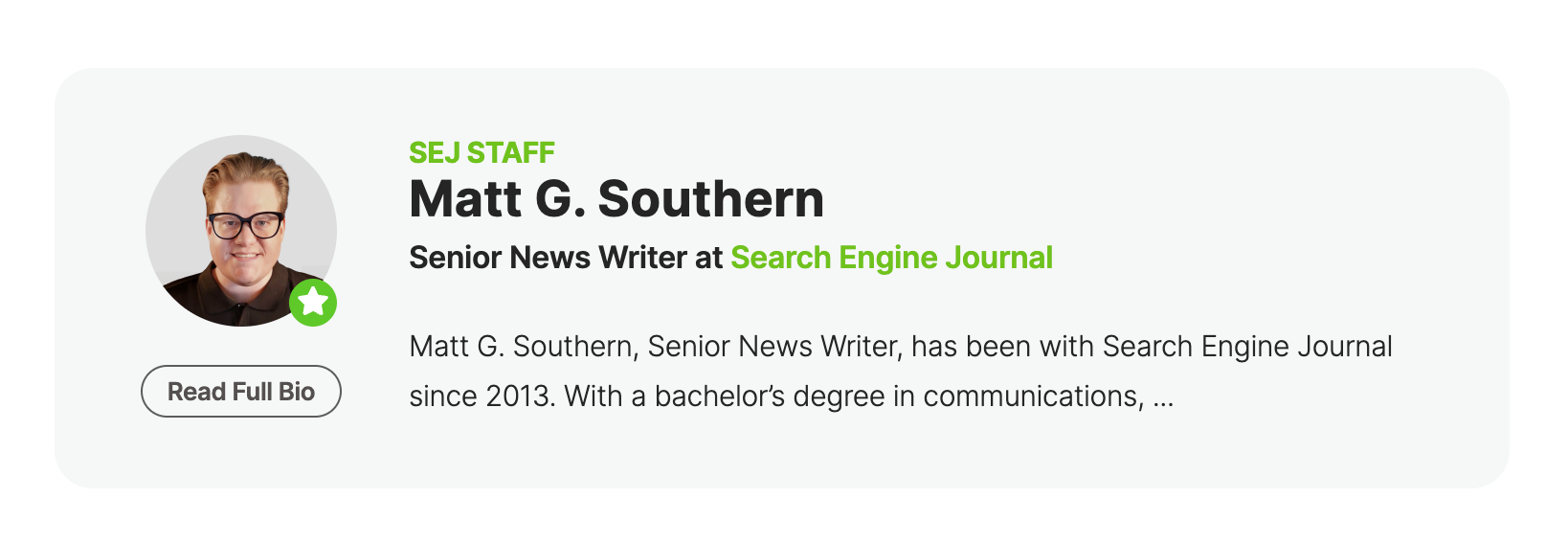 Example of Author byline for Expertise signal