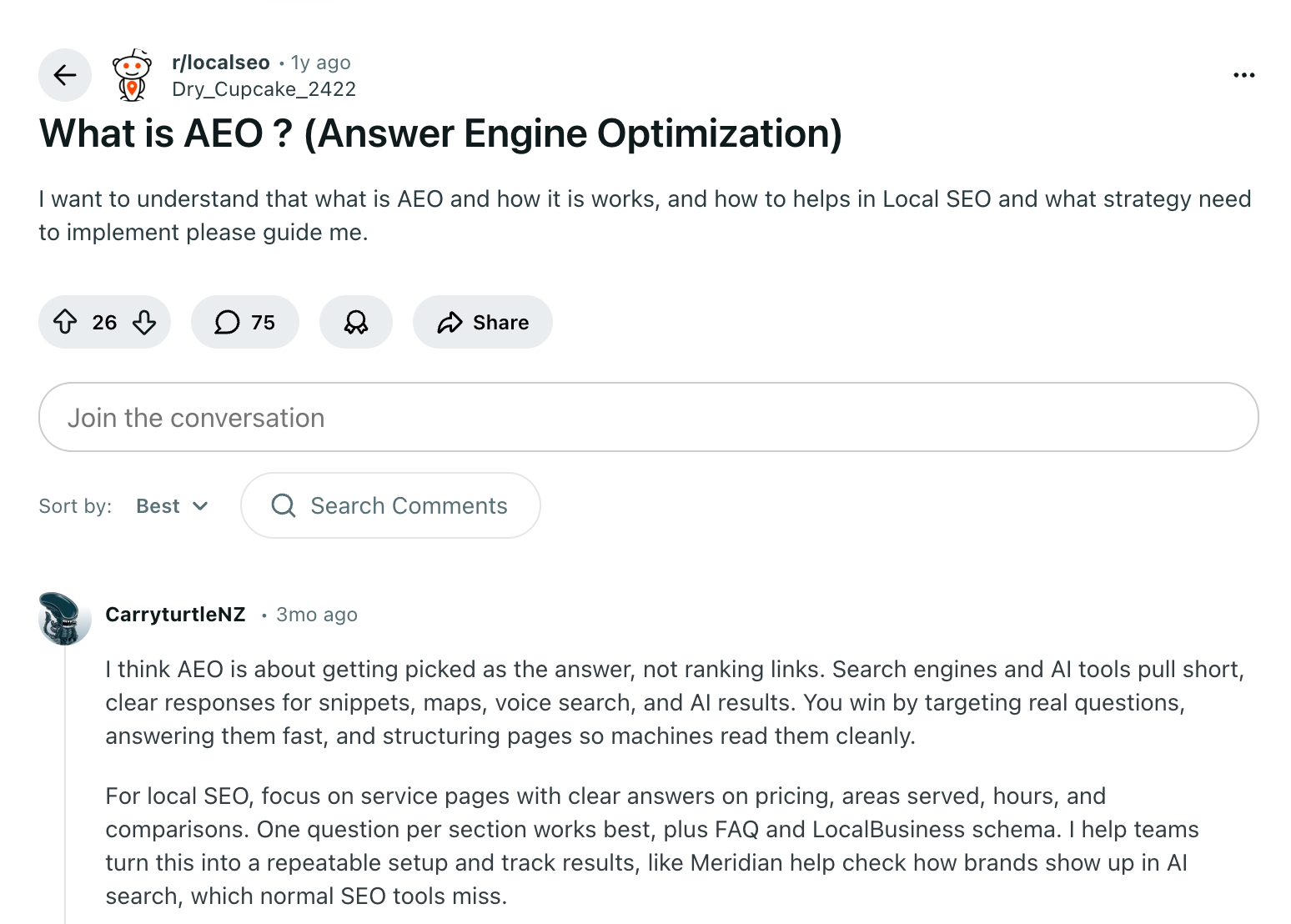 Screenshot from Reddit