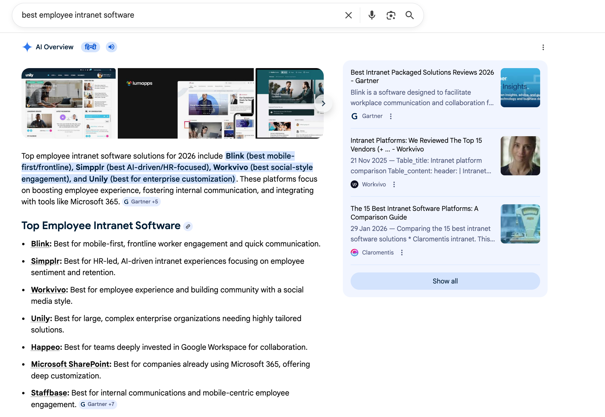 Google AI Overview screenshot for