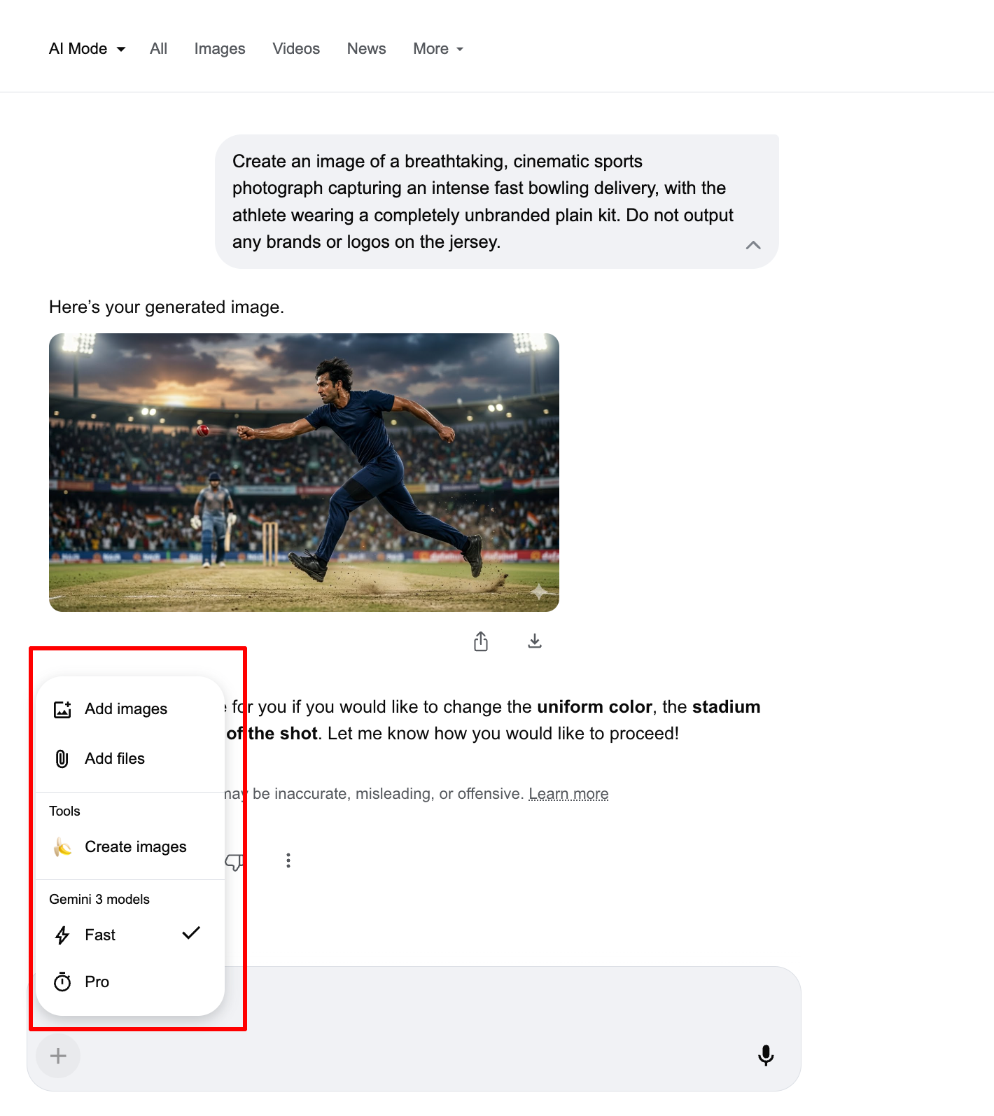 Shortcuts and plus menu under the search box