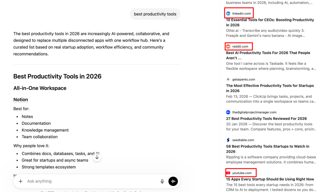 ChatGPT's Response to Best Productivity Tools
