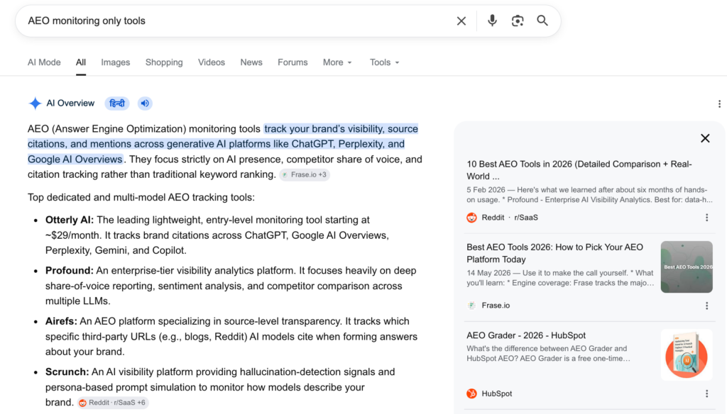 Google AIO Response to AEO Monitoring Only Tools