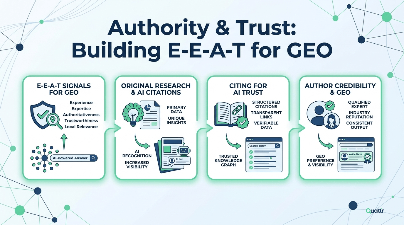Authority and trust signals supporting GEO