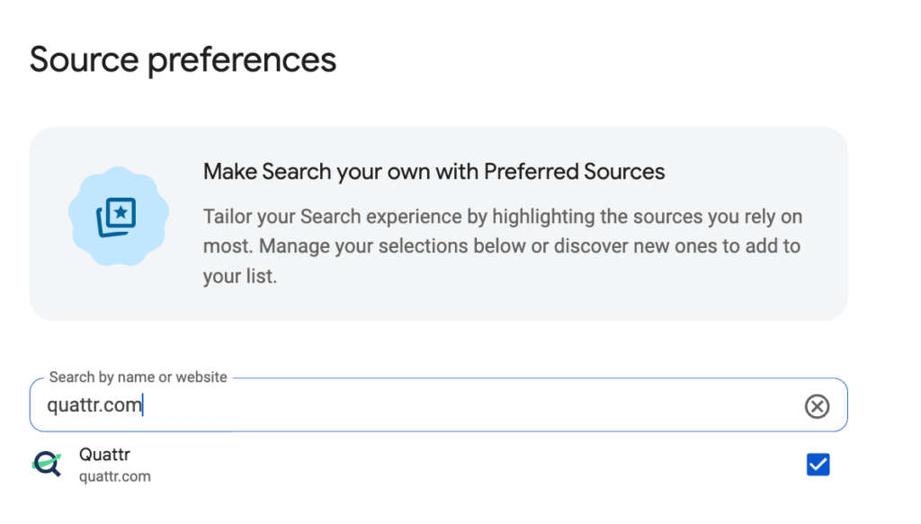 Google's Source Preference Tool