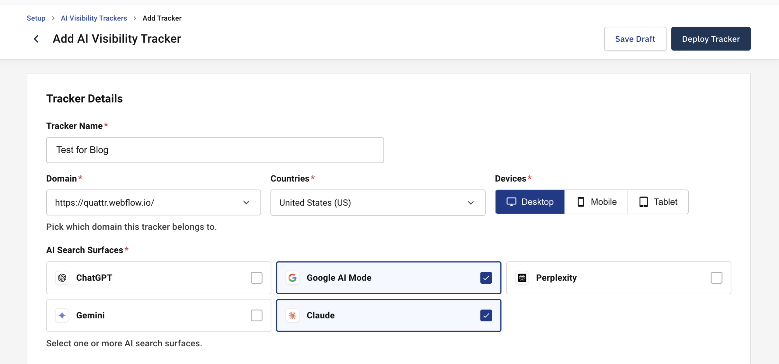 Pick Your Domain, Country and Device