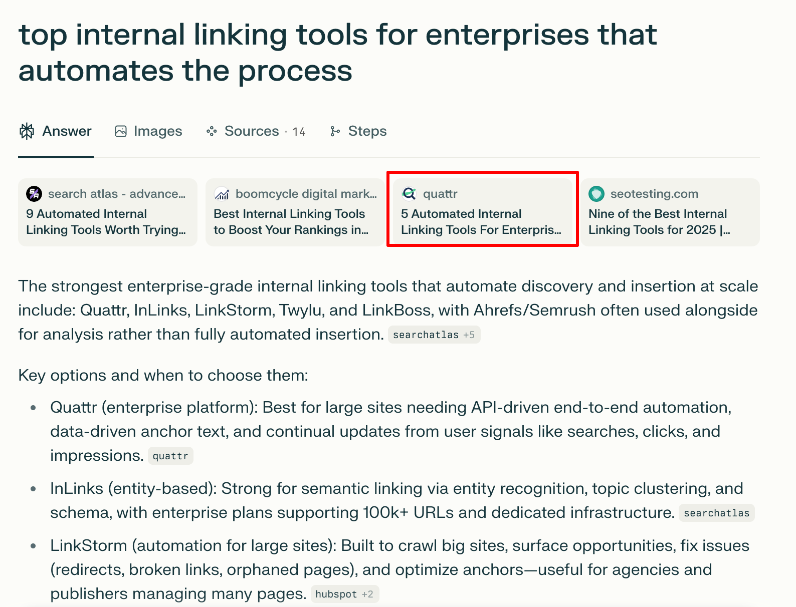 Screenshot of Perplexity Answer Summarized from Blog Post