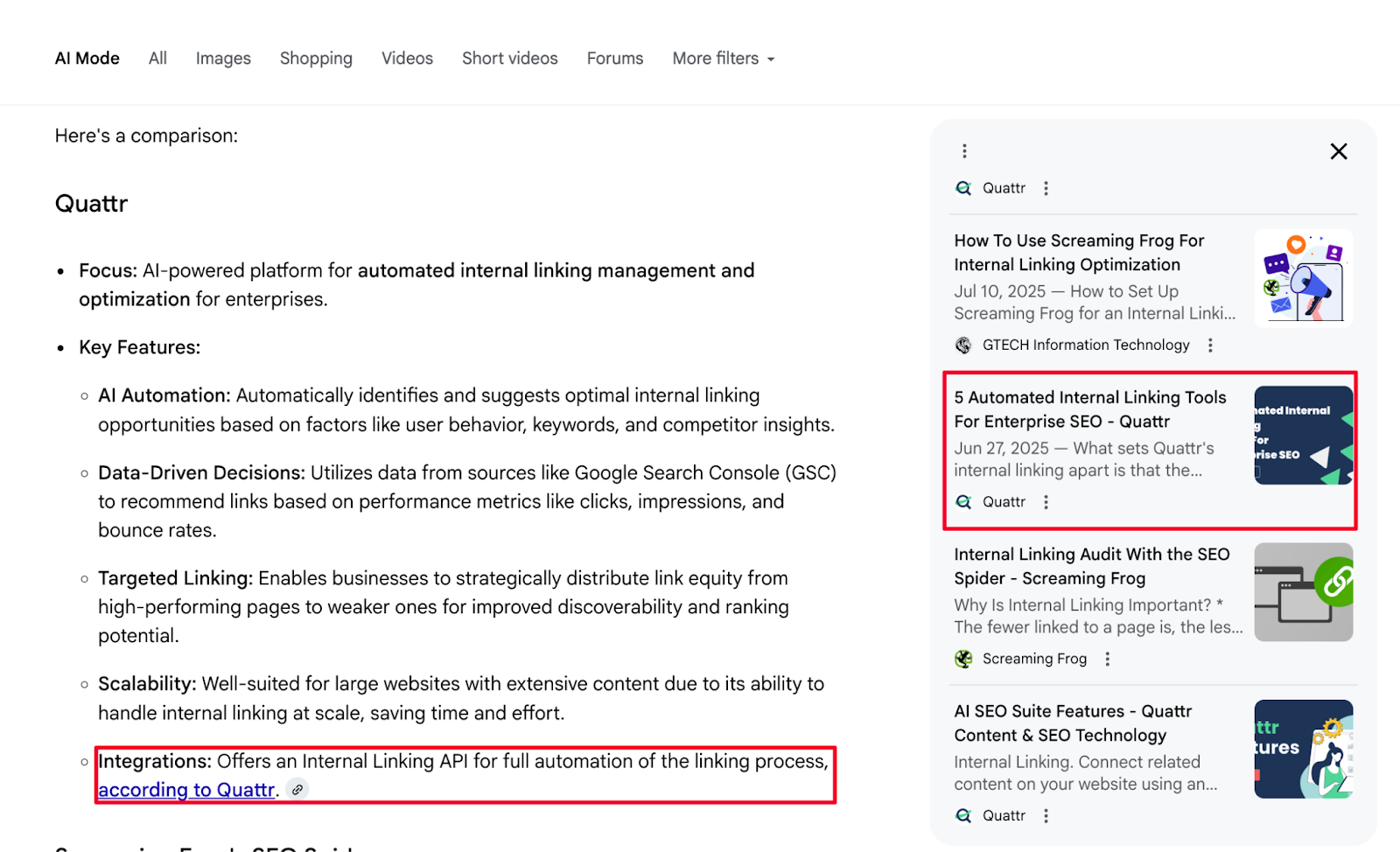 Screenshot on how AI model pull context from multiple related blog posts
